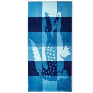 NWT Lacoste Gorgeous Blue Ombre Blocks Logo 100% Cotton Big 72”x36” Beach Towel